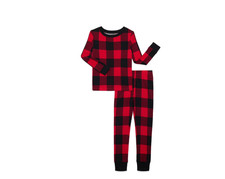 Wonder Nation Boys Snug Fit Pajamas Size 5 Brilliant Red Buffalo Plaid 2pc