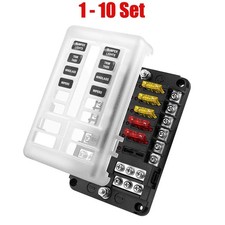 1-10Set 12-Way Blade Block LED Fuse Indicator Box Auto Marine Waterproof Holder