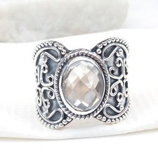Handmade 925 Sterling Silver Ring Natural Clear quartz Ring Crystal quartz-R014