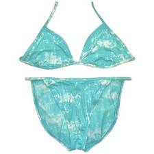 VTG 90 s Nautica String Bikini SIZE 10 Blue White Tie Dye 2-PC Swimsuit Y2K NEW