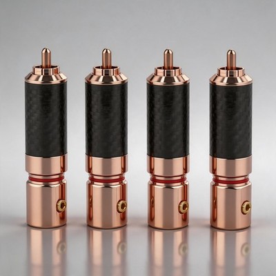 4pcs Red Copper Plated RCA Audio Plug Screw Locking RCA Connector DIY HiFi Cable