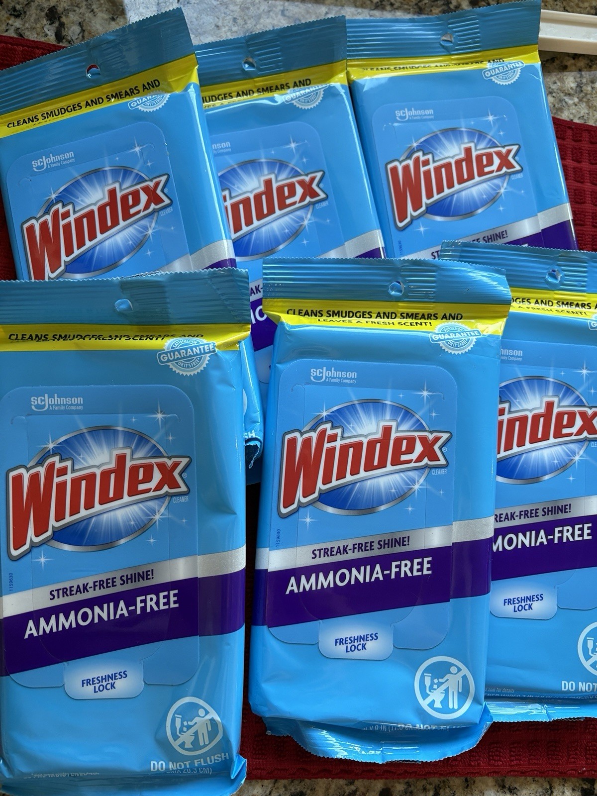Windex Ammonia Free Glass Cleaning Wipes 25 Count Pack of 6 New Unopened
