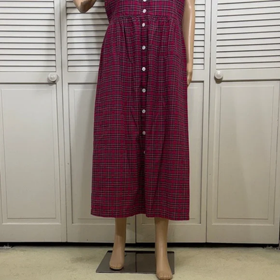 Vintage J. Peterman Christmas Holiday Plaid Midi Sleeveless Dress Size 14 |  eBay