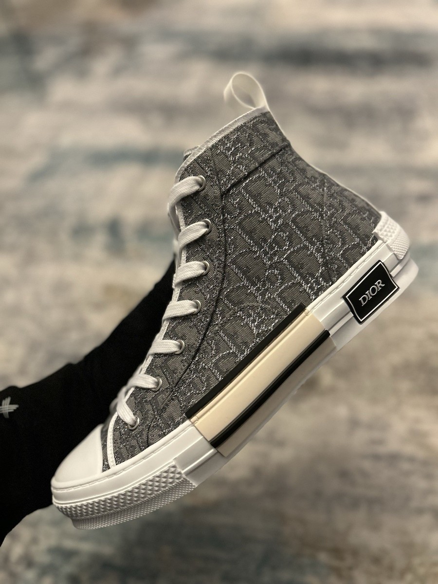 靴 Dior B23 43 Dior B23 High Top Ruthenium Metallic Thread Dior Oblique Jacquard