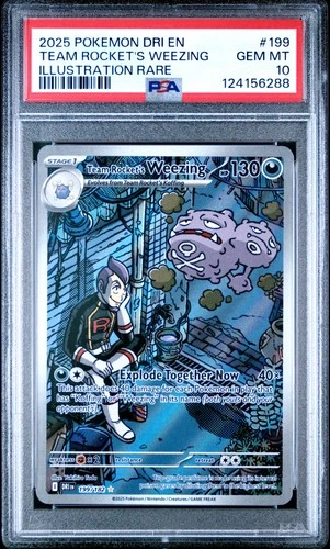 2025 POKEMON DRI EN-DESTINED RIVALS #199 TEAM ROCKET'S WEEZING PSA 10