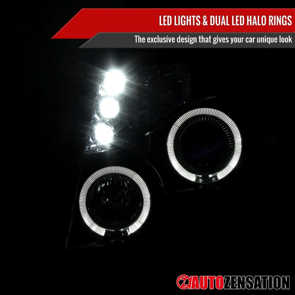Fit 2007-2014 Chevy Avalanche Tahoe Suburban Smoke LED Halo Projector Headlights - Image 4 of 4