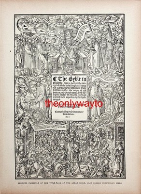 TITELBLATT DER GROSSEN BIBEL, CROMWELLS BIBEL, Faksimile, Druck, um 1895