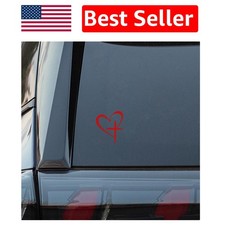 Stylish Love Heart Cross Sticker - 6.3x4.13'' Vinyl Decal for Personalization