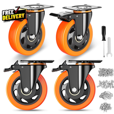 #ad 4 Inch Caster Wheels Casters Set of 4 Heavy Duty Casters with Brake 2200 Lbs $36.40
