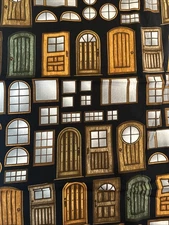 Michael Miller fabric, “window and doors”  7/8 with a small area cut out