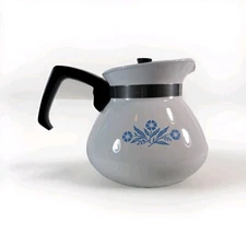 Corning Ware Vintage Blue Cornflower 6 Cup Coffee Tea Kettle with Lid Preowned