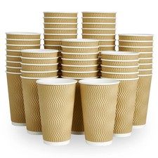 16 oz Coffee Cups, 90 Count Insulated Ripple Wall Paper Hot Coffee Cups for H...