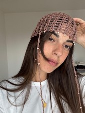 Mesh Skull cap Cuffia Uncinetto Crochet Mesh Hat Cappello Beanie Style 