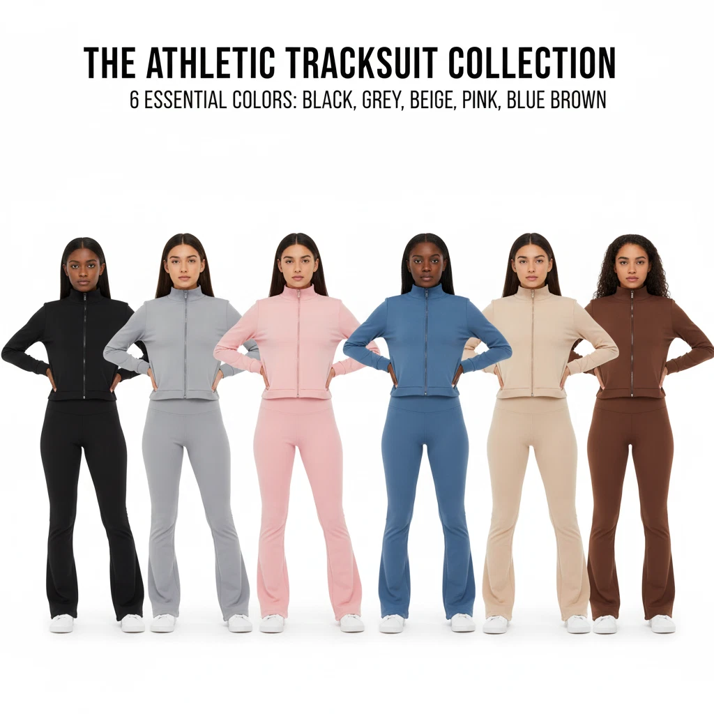 Women’s Slim Fit Jogger Tracksuit Set Zip Up Jacket Top & Flare Leg Pant Trouser