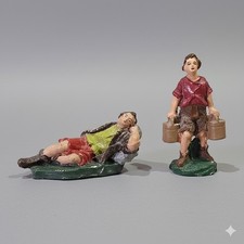 Coppia Statuine Cartapesta Presepe Confalonieri Chialù