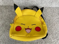 Bioworld Pokemon Pikachu Face Mini Backpack w/ Sticker and Naruto Keychain
