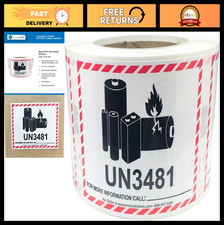 Lithium-Ion Battery Caution Labels - 500 Stickers, 3.25x4.25" Safety & Shipping