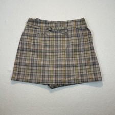 Limited America Mini Skirt Vintage Size 4 Brown  Beige Plaid Belt
