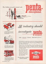 Dow Chemical 1950 Penta-Chlorophenol Vintage Print Ad Wood Preservative