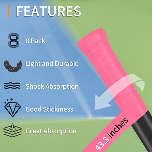 COIDEA Tennis Racket Grip Tape, 8 Pack Precut Anti Slip Tennis Grip Tape, Sup... - Picture 2 of 5
