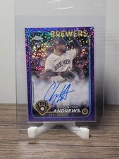 Clayton Andrews 2024 Topps Chrome Purple Speckle Refractor Auto RC /299 Brewers