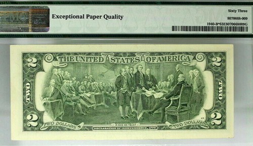 FANCY SERIAL NUMBER 00800000* binary $2 PMG 63 EPQ 2013 with 7 of kind zero 's - Picture 3 of 3