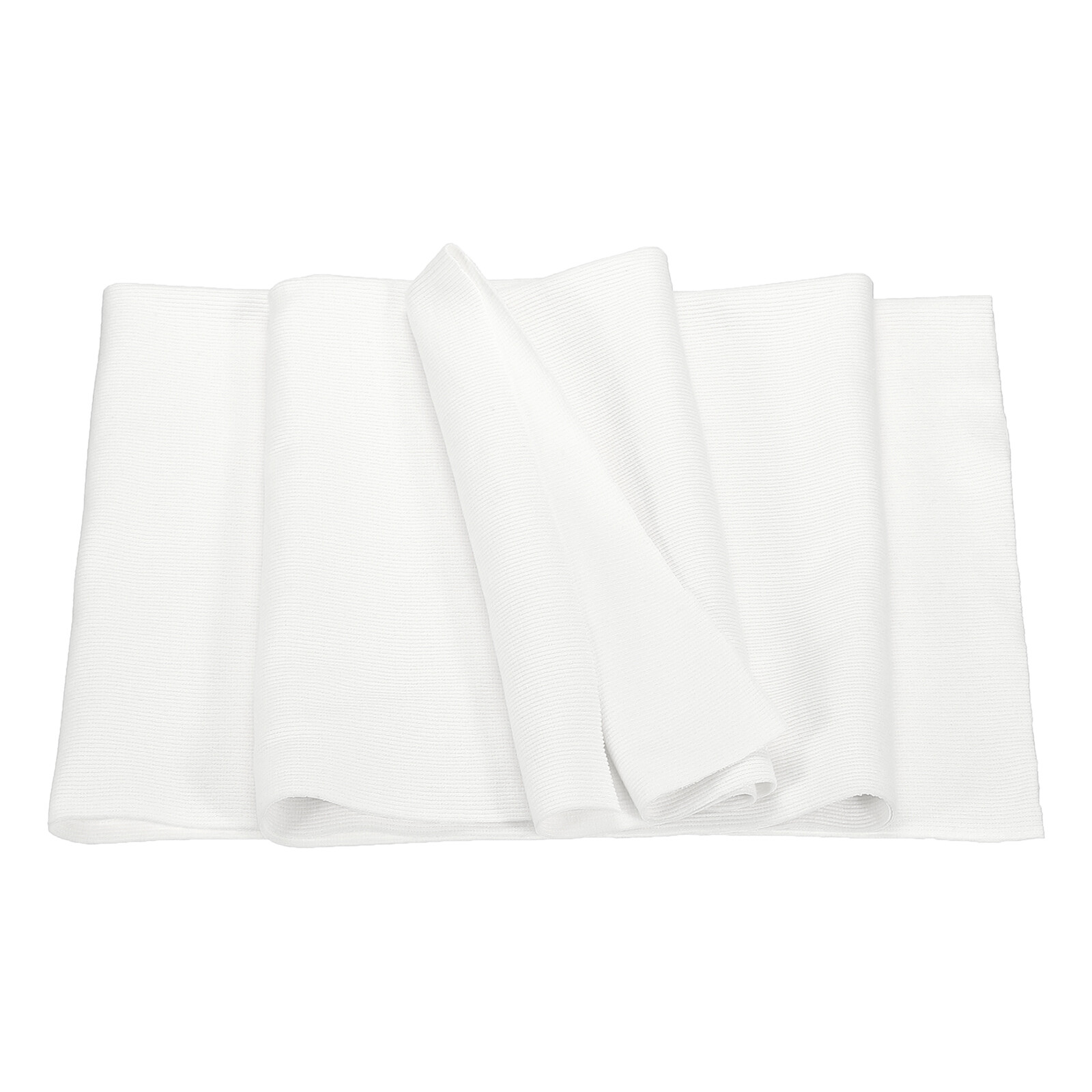 50cm x 1.2m Elastic Cuffs Ribbed Trim Cotton Fabric Knitted Stretch Band White