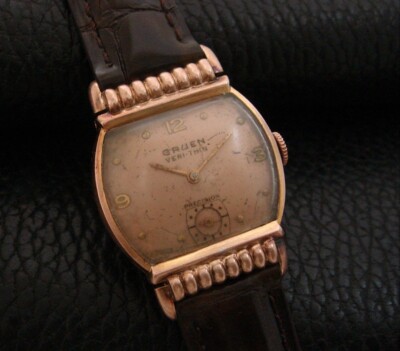 Men's Vintage '40s Era Rose Gold-Filled Gruen Veri-Thin Dress Watch
