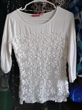 Size S off white and lace crocheted blouse by Elle. Excellent condition
