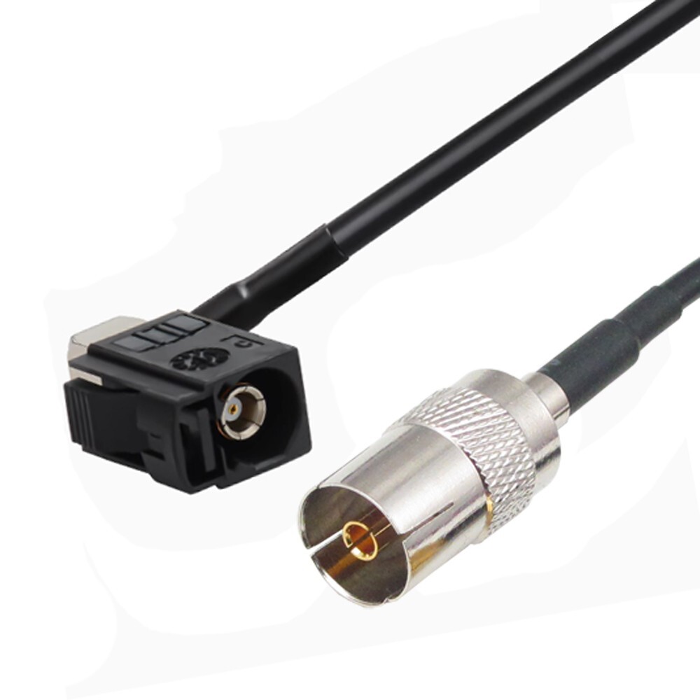 Fakra A 9005 Black Female R/A RA to TV IEC Female PAL DVB-T RG174