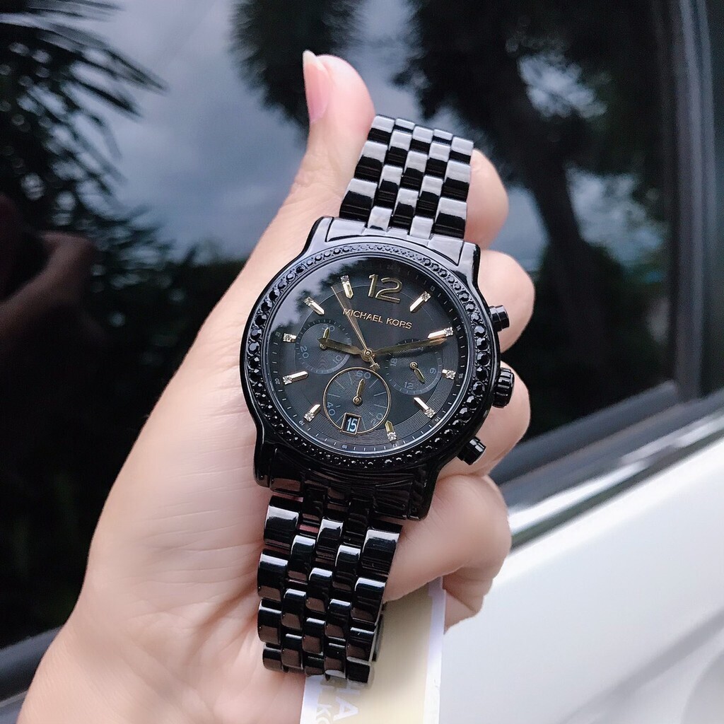 NEW Michael Kors Chronograph Black Dial Black Stainless Steel