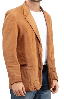 HESYSUAN Plus Size Mannen Vintage Suede Jassen Blazer