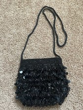 Vintage Magid Black Small Beaded Handbag Purse Hand Bag Made In Macao