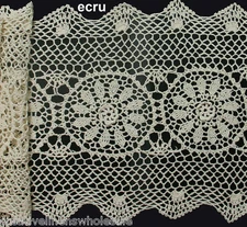 Creative Linens 14x54" Beige Cotton Crochet Lace Table Runner Dresser Scarf