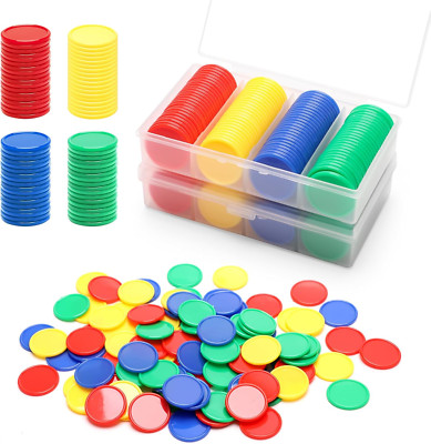 200Pcs Plastic Learning Counters with Storage Box, 4 Colors Bingo Chips 1 Inches