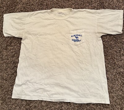 Vintage Camel Groove Blender Shirt White & Blue Mens Size XL