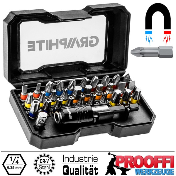 Bitssatz Schraubendreher Satz 32-Tlg Profi Bits Set Neodym Magnet Bithalter Gph-image