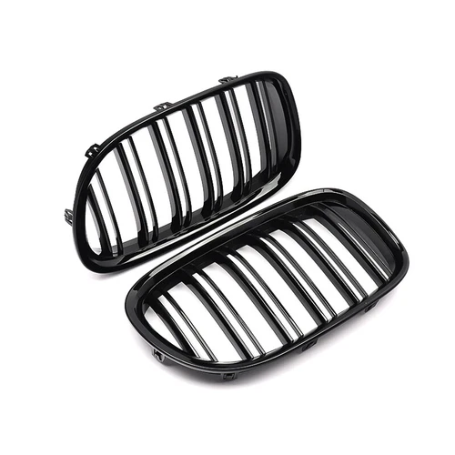 For BMW F01 F02 2009-2015 2Pcs Gloss/Matte Black Dual Slat Front Bumper Grilles - Picture 12 of 17