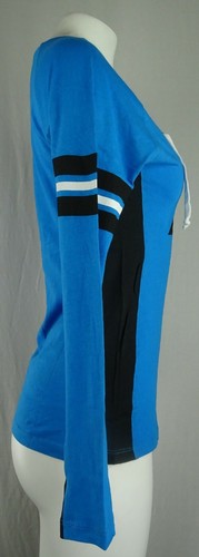 Carolina Panthers NFL Majestic Women's Lace-Up V-Neck Shirt - Picture 4 of 7