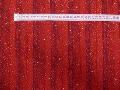 GARDINEN RÖTTGER Baumwollstoff rot meliert mit Sterne Punkte goldfarben Weihnachten Meterware