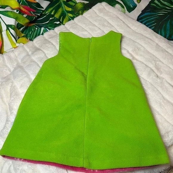 Vestido Bonnie Jean Niña 2T Verde Lima Vellón Fieltro Copo de Nieve Sin Mangas Línea A Foto 2 de 4