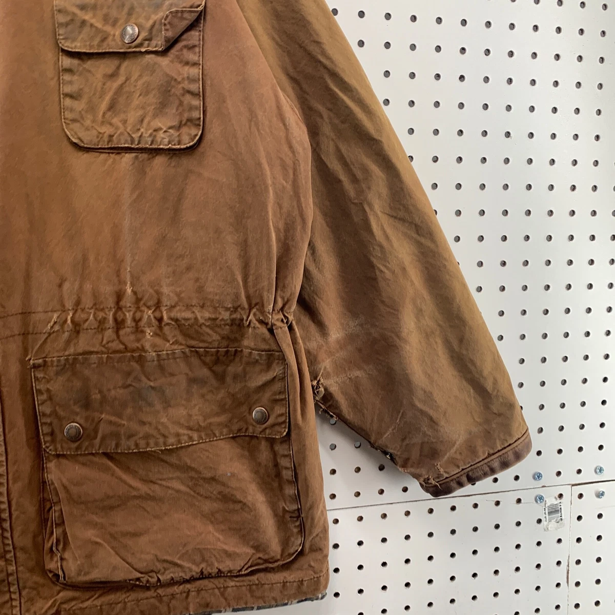 Vintage The Australian Outback Collection Brown Barn Jacket Leather Collar  Large