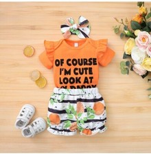 3pcs Summer Cotton Short-Sleeve Unisex Sweet Letter Baby's Sets 9-12 Mos