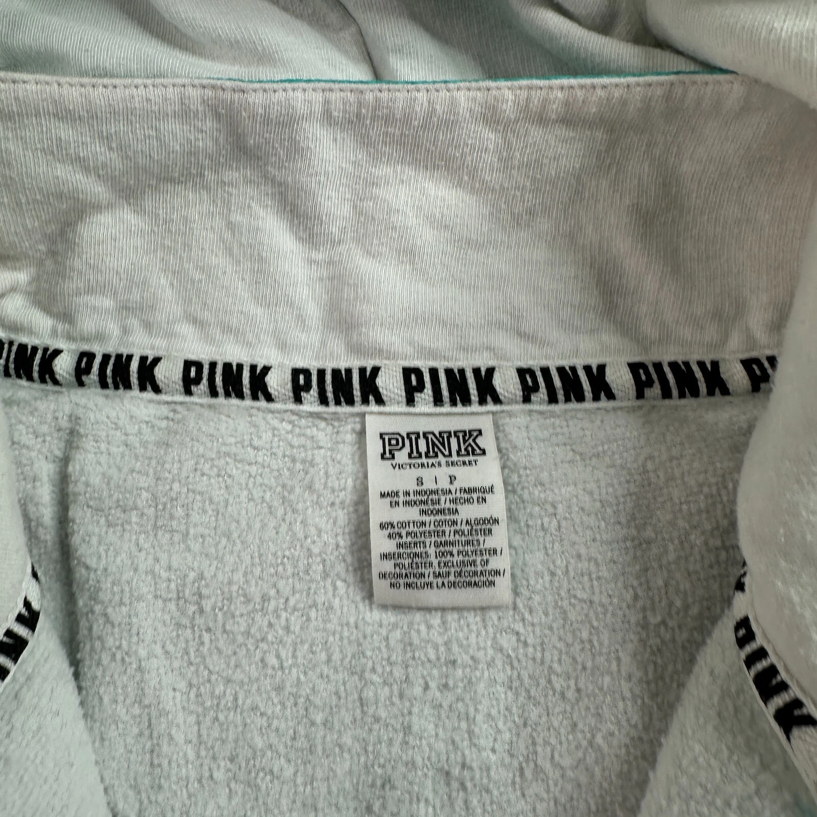 UNDERCOVER Felpa con cappuccio Victorias Secret ROSA donna piccola bianca verde full zip FLAW