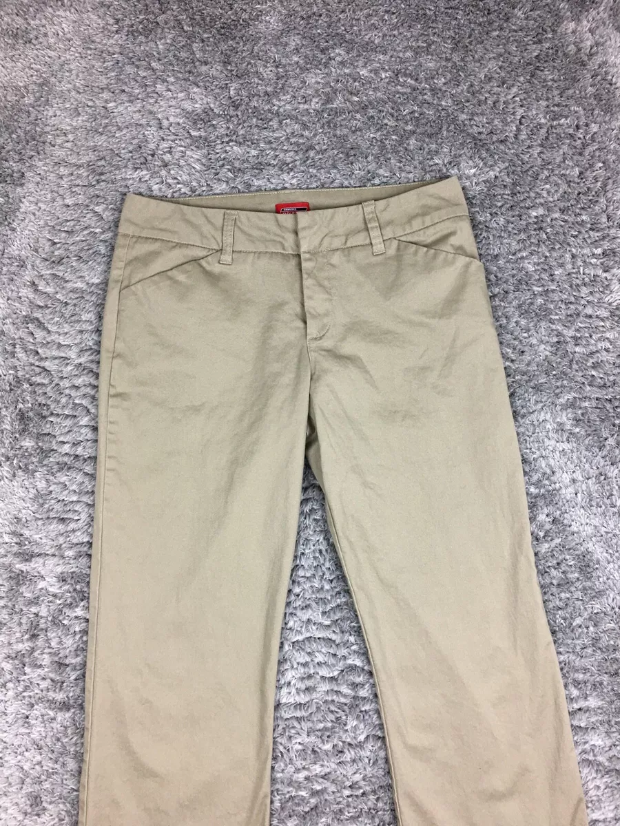 Dickies Girl 5 Pocket Classic Skinny Khakis Pants Womens Juniors 11 Tan Work