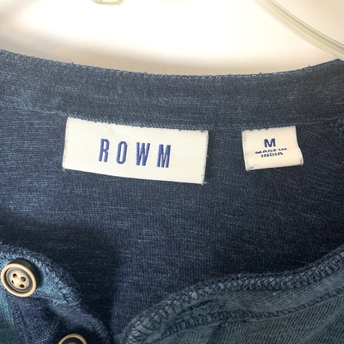 Rowm langärmeliges T-Shirt ohne Kragen Henley Herren Größe Medium blau 1/4 Knopf - Bild 2 von 6
