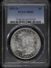 1921-D $1 Morgan Silver Dollar PCGS MS 62 | Uncirculated UNC