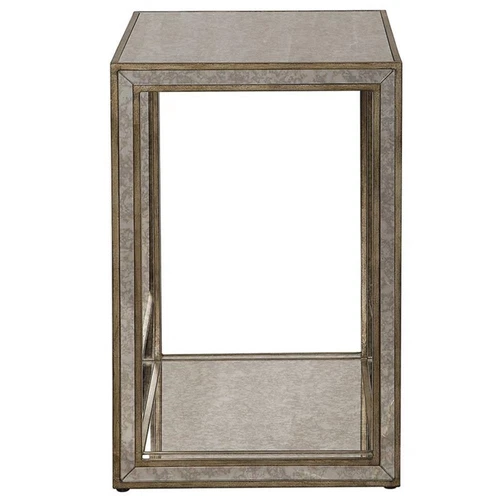 Uttermost Julie Contemporary MDF Wood Mirrored End Table in Antique Gold - Picture 3 of 6