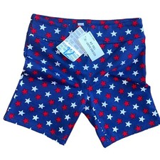 LULAROE SIZE 12 KIDS BIKER SHORTS  AMERICANA COLLECTION  BLUE w/RED  WHITE STARS