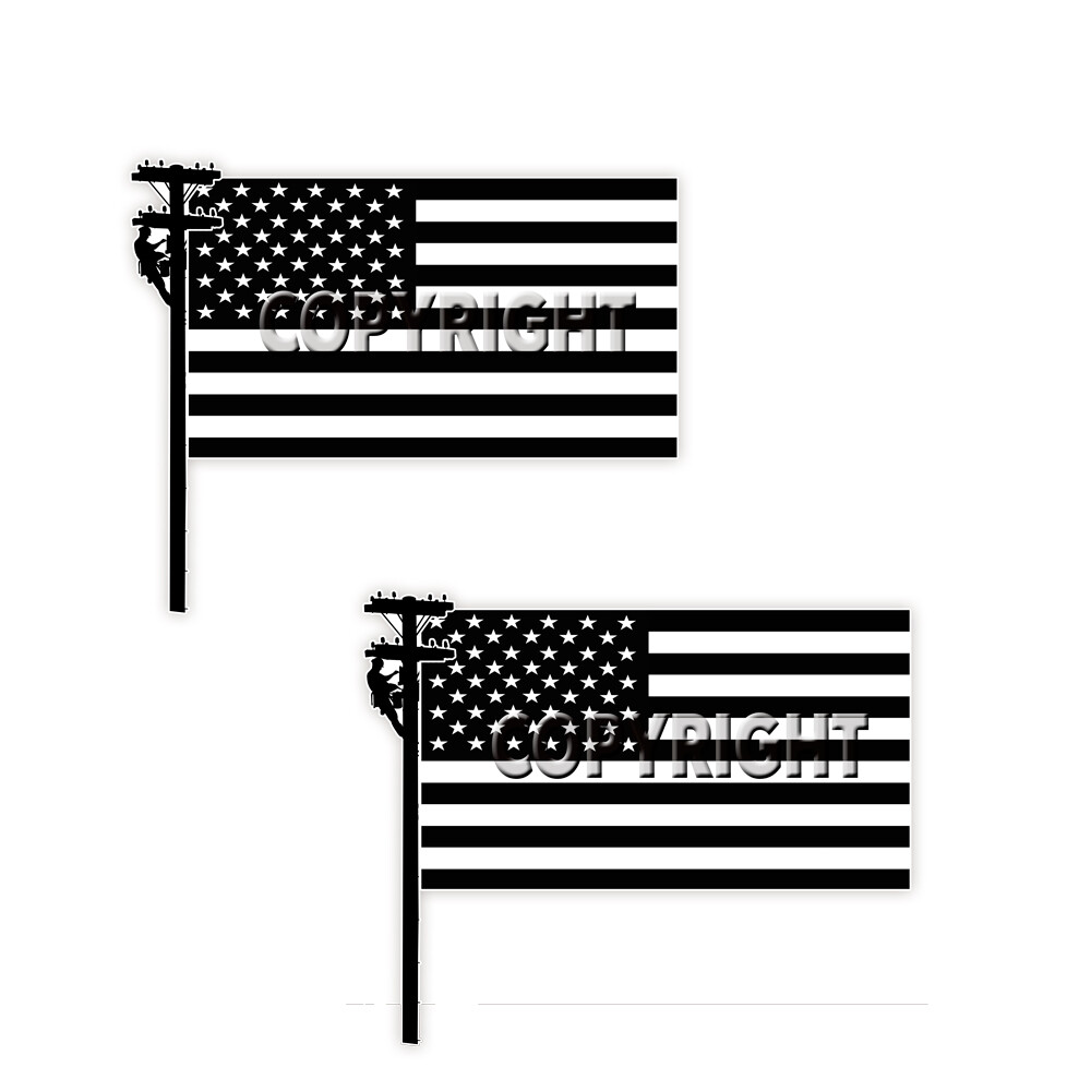 Autocollant Drapeau Américain Lineworker – Vinyle Adhésif Pour Intérieur/Extérieur